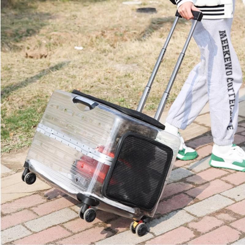 Large Pet Trolley Case Panoramic View Portable Cat Carrier Comfort Breathable Space Capsule Transparent Pet Transport Solution