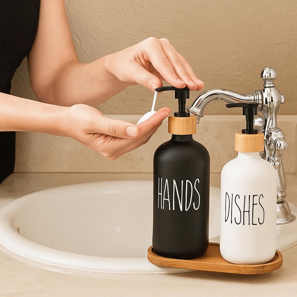 2Pcs Refillable Soap Dispenser Bottle Rust-Proof Lotion Pump Bottle Accessories Kitchen