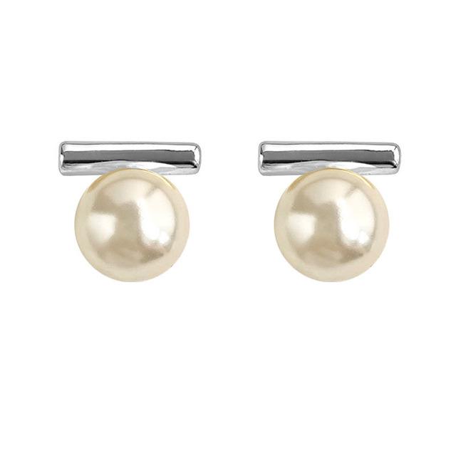 

Серьги-гвоздики S925 с серебряной иглой и геометрическим бисером для женщин, классические ювелирные изделия, минималистичные аксессуары белый