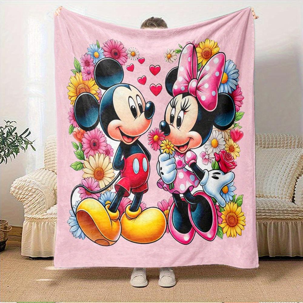 1pc Throw Blanket - Mickey Mouse Minnie Mouse Flower Heart Love Valentine