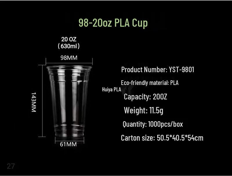 ZISIZ PLA Degradable Disposable Cups