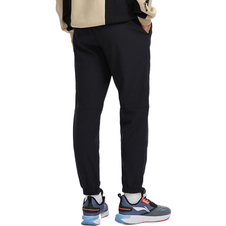 Li Ning Fitness Series Knitted Sweatpants Men's Black Moderate Straight Fit Pants AYKR757-1