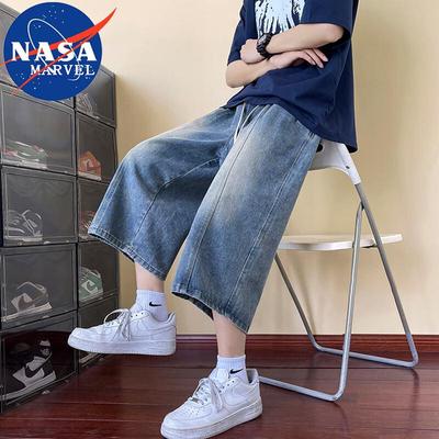 NASA MARVEL Men's Summer Straight-Leg Cropped Jeans