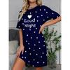 Nuovo Arrivo Pigiama con Stampa Occhi Grandi Donna Girocollo Manica Corta Stile Vestito Rosa Loungewear Facile e Comodo