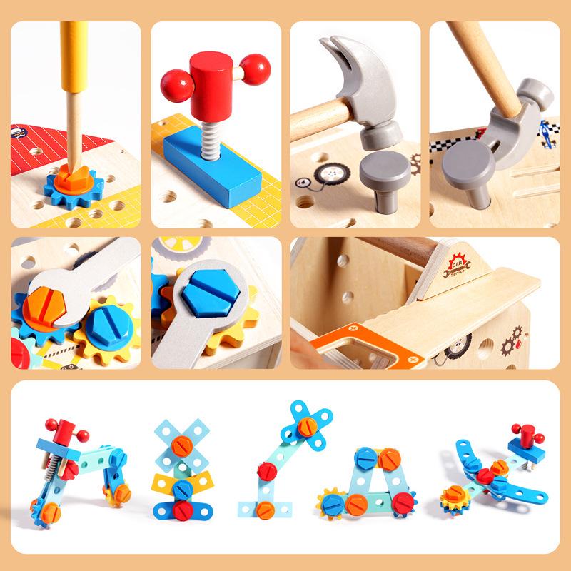 Kids' Wooden Tool Set with Toolbox for Early Learning