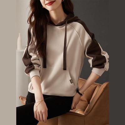 Felpa con cappuccio Top ispessito casual di media lunghezza da donna