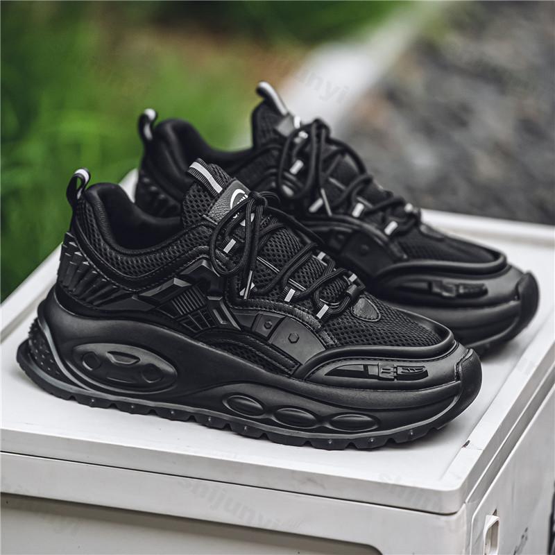 Fashion 2025 Men's Casual Fashionable Breathable Mesh Thick Soled Running Shoes Low Cut Lace Up Sports Height Increasing Chunky Sneakers