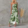 Women's Fashion Summer Sexy Slanted Shoulder Floral Print Sleeveless Vacation Slim Fit Dress