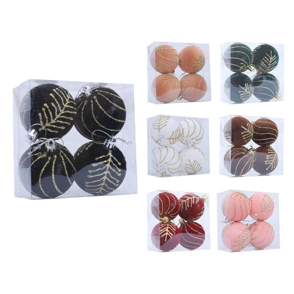 6cm Christmas Balls Set Flocking Xmas Tree Pendants Christmas Spheres Pendant  Party Favors