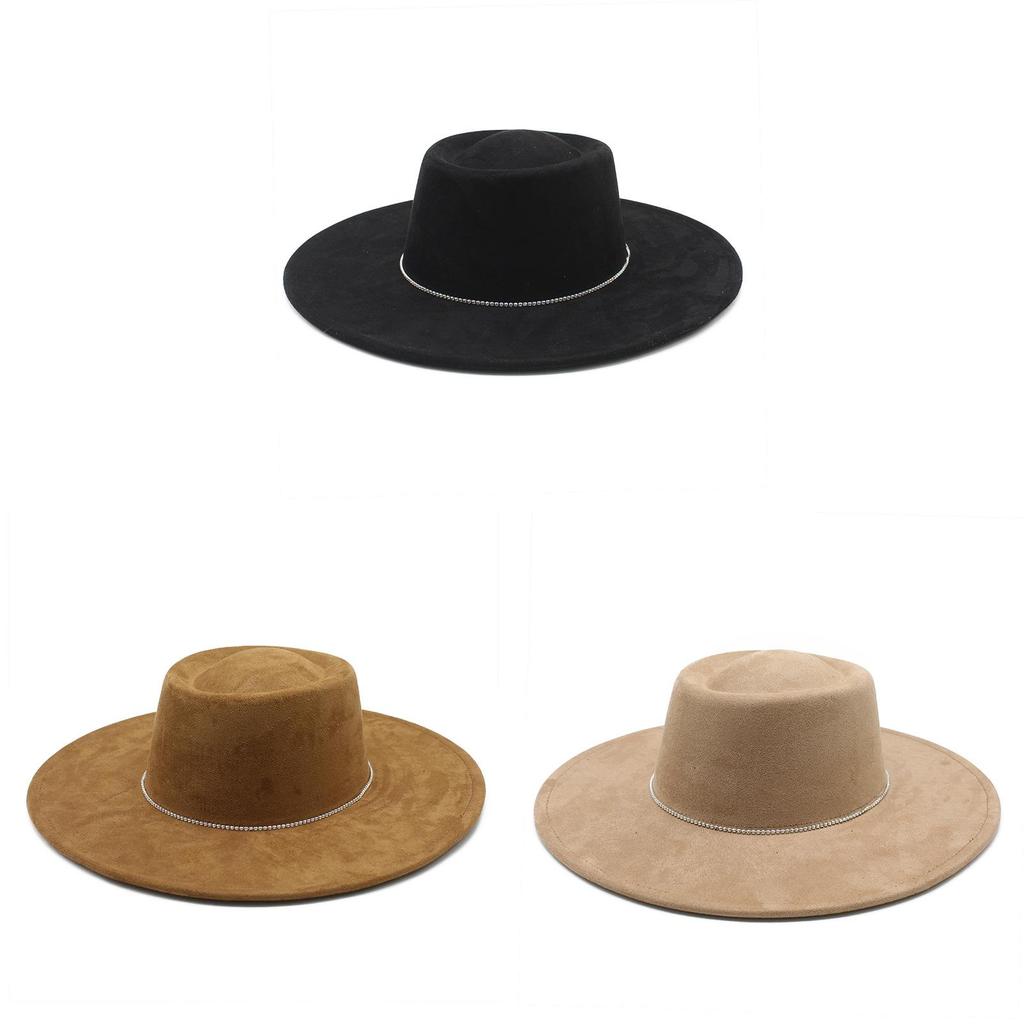 British Style Wool Felt Hat With Large Brim And Vintage Design For Women