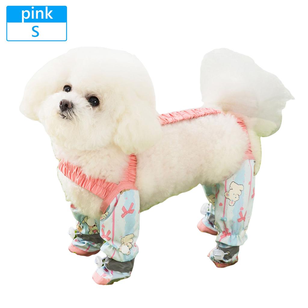 Pet Anti Dust Pants Anti-Slip Outdoor Anti Dirt Jumpsuit Waterproof Cartoon-Print Detachable Footed for Walking Hiking