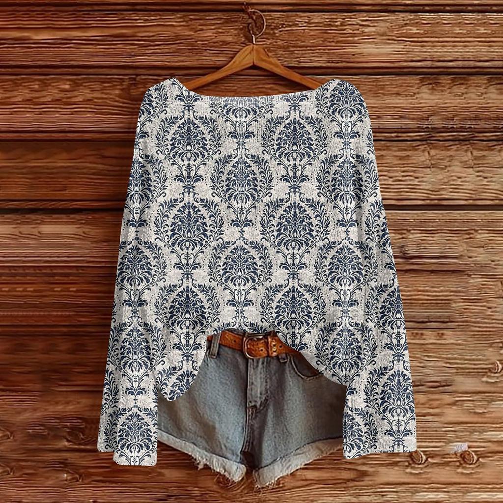 Women's Round Neck Lightweight Sweater Casual Long Sleeve Knit Pullover