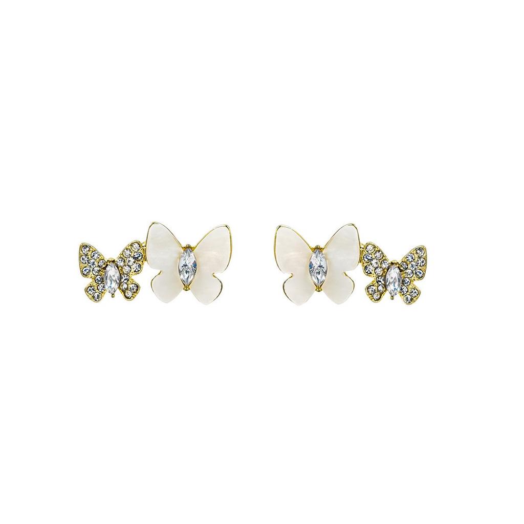 Silver Needle Design Butterfly Rhinestone Stud Earrings for Women - Simple & Versatile