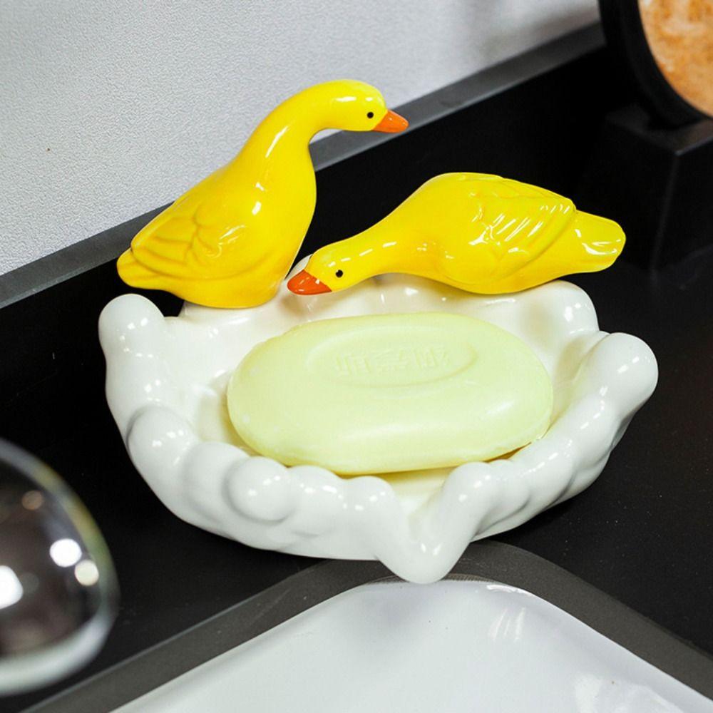 High-end Soap Tray Cartoon Soap Dish Drain Rack Decorative Duck Soap Holder  Toilet