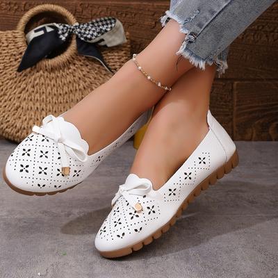 Women Loafers Comfortable Sneakers Femme Spring Autumn Casual Shoes Women Bowknot Hollow Shoes Ladies Zapatos De Mujer