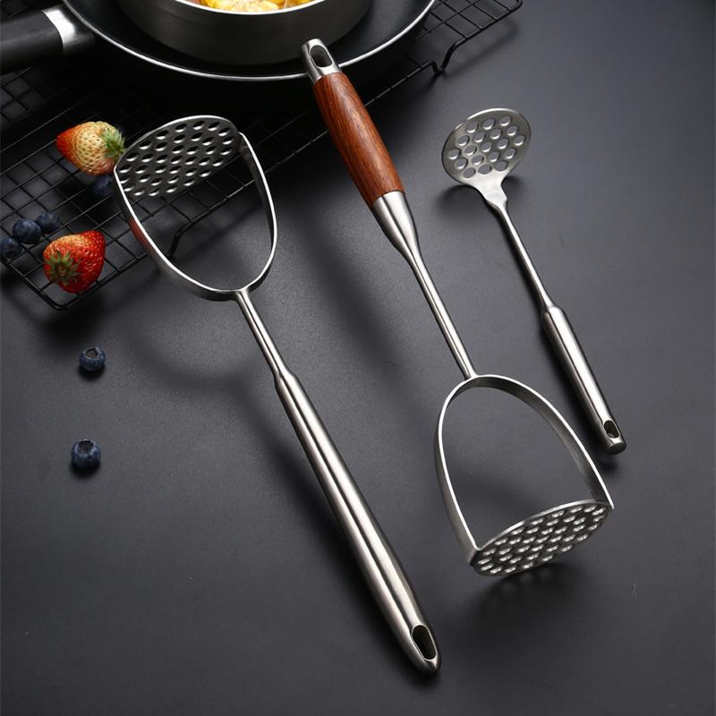 Inicio Triturador de patatas de acero inoxidable Triturador manual de alimentos Prensador de ajo suave Prensador de calabaza Utensilios de cocina Utensilios para el hogar