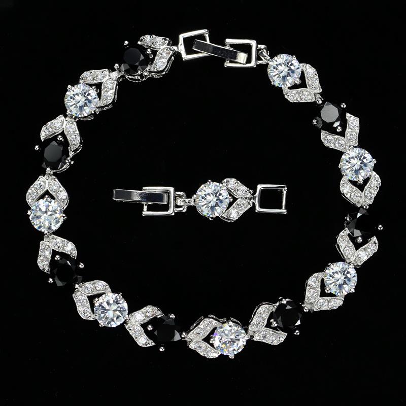 High-End Atmospheric Color Ribbon Diamond White Crystal Zircon Bracelet Women'S Hand Jewelry
