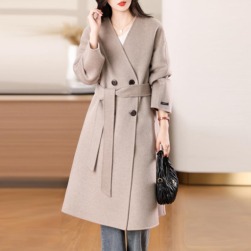 Autumn and winter new double-sided wool coat women's medium and long temperament loose and thin wool coat
