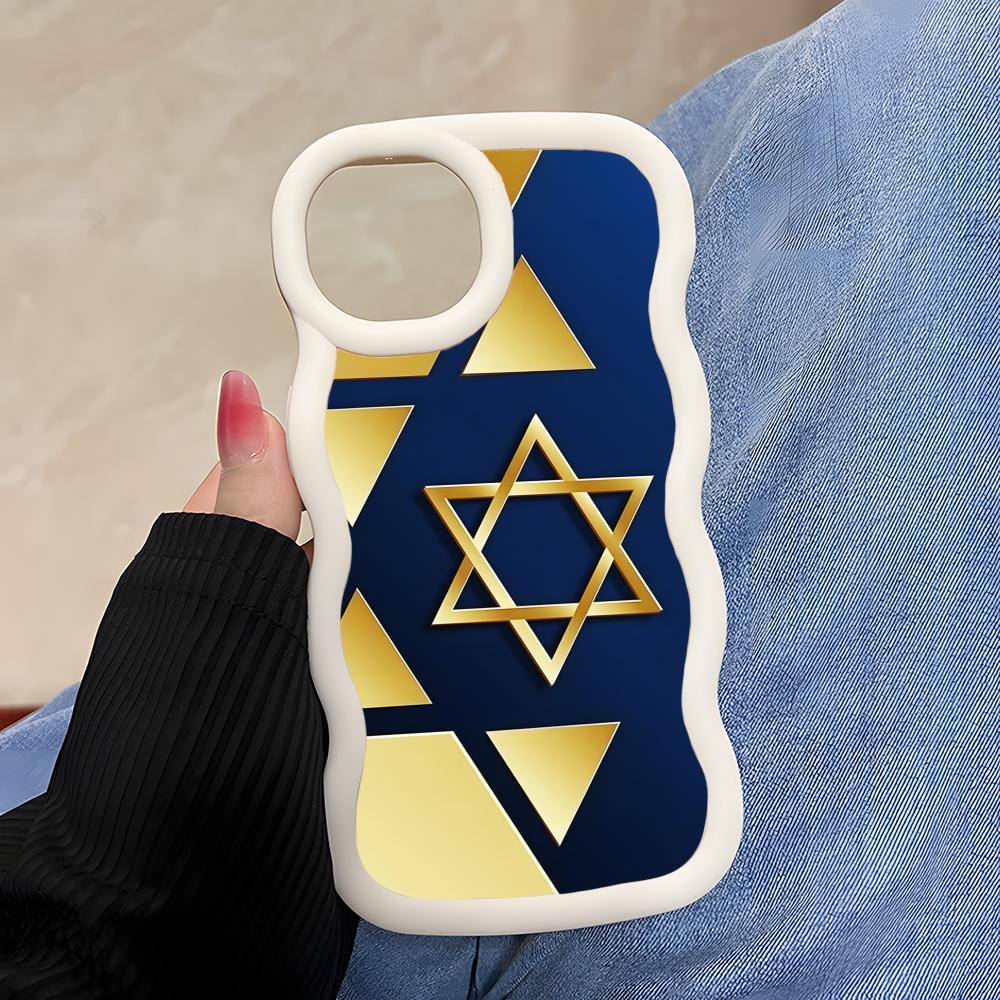 Jewish David Star Mobile Cell Phone Case for iPhone 17 16 15 14 13 12 11 Air Pro Max Plus Wavy Edge TPU Colorful Cover Cover