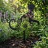 Katze Metall Dekorativer Gartenstecker Schwarze Katze Blumen Silhouette Statue für Außenhof Terrasse Rasen Dekoration