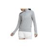Solid Color Logo Half-Zip High Neck Long Sleeve T-Shirt Women Tops Smoke-Gray CU3220-084