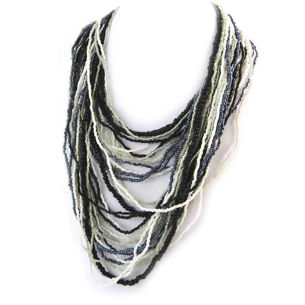 Les Trésors De Lily [N4615] - Náhrdelník 'Kilimanjaro' černobílý