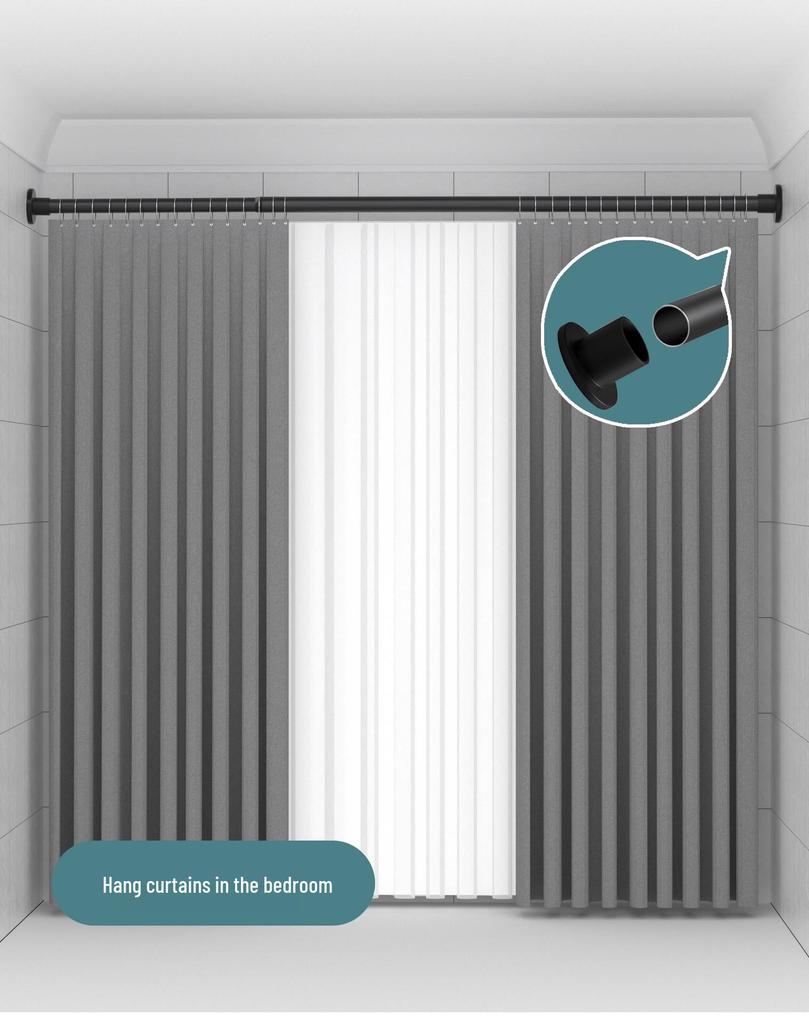 Nastavitelná teleskopická tyč bez vrtání pro sprchové závěsy, věšení oblečení, sušení na balkoně a organizaci šatní skříně