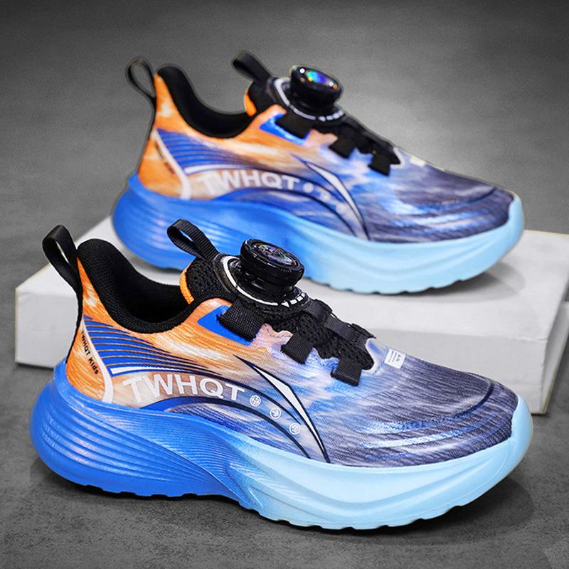 Boys Shoes Spring and Autumn 2025 New Children's Rotating Buckle Sneakers Boys Mesh Breathable Running Dad Shoes