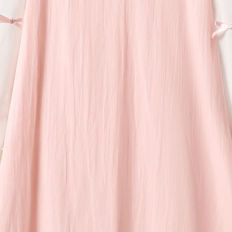 Girls' 2025 Autumn Long Sleeve Dress with 3D Bow & Sweet Mesh Skirt - Stylish Korean Design
