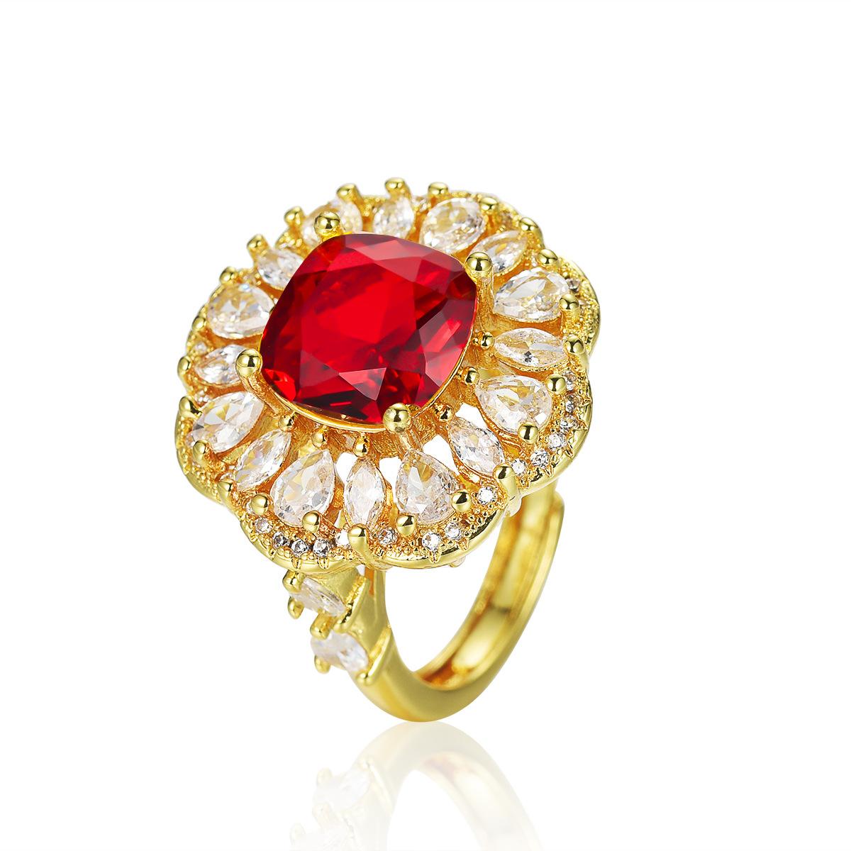 New colorful treasure pigeon egg necklace fashionable luxury high carbon diamond ring flower round pendant stud earrings