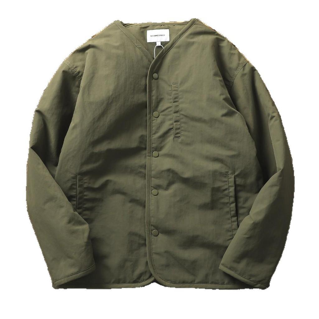 Men's Retro Winter Thickened Collarless Jacket - Casual Loose Cotton Padded Coat for Autumn/Winter Warmth