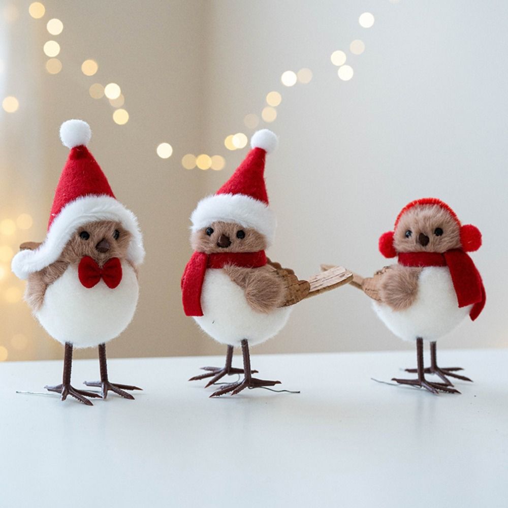 Red White Simulated Foam Bird DIY Hanging Bird Christmas Decoration  XMAS Ornaments