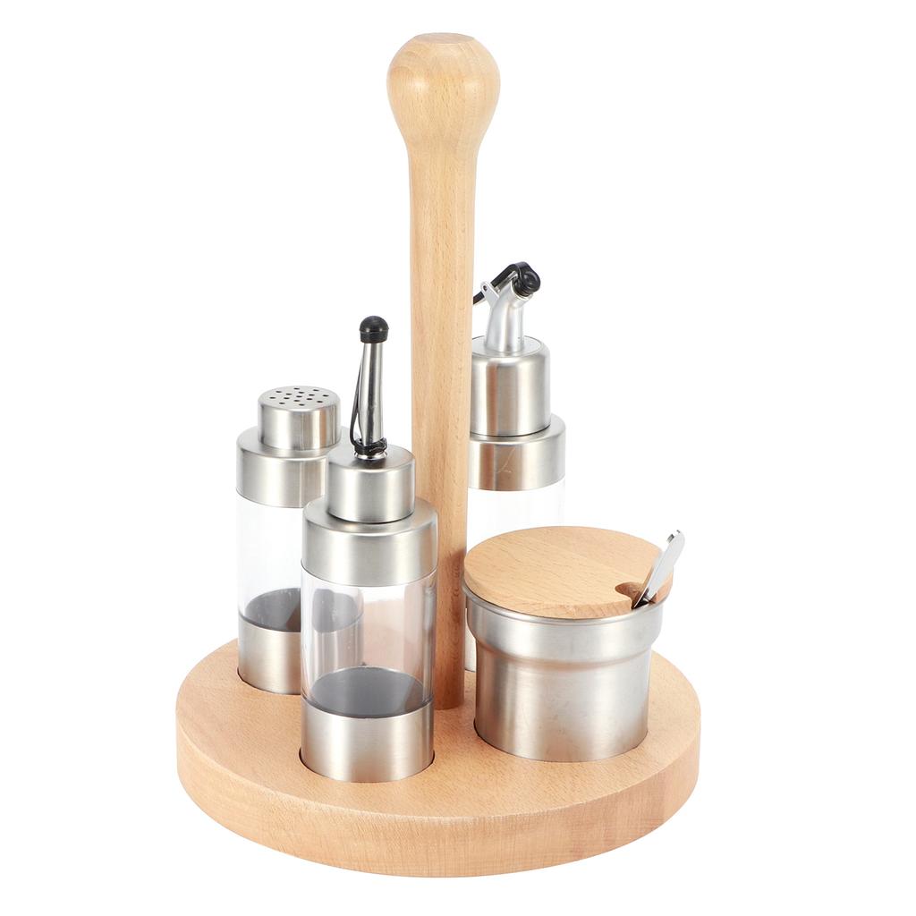 Cruet Condiment Spice Pepper Jar Box Seasoning Storage Container Pot Rack Set Kitchen Cooking