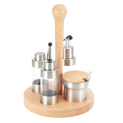 Cruet Condiment Spice Pepper Jar Box Seasoning Storage Container Pot Rack Set Kitchen Cooking