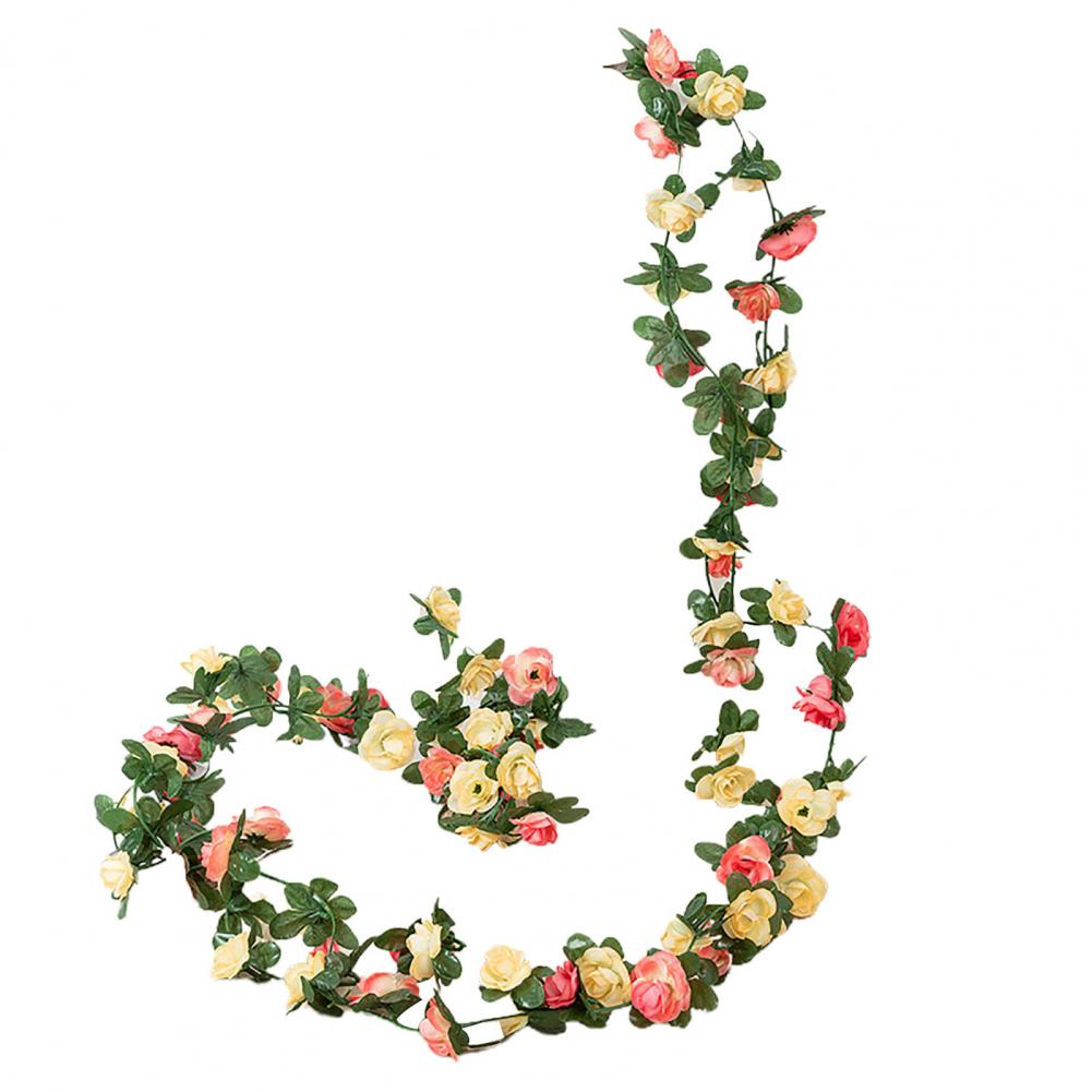 2.5M Artificial Flower Garland Realistic UV Resistant Faux Flower Rattan Vine Wedding Party Hanging Simulation Bloom Decoration
