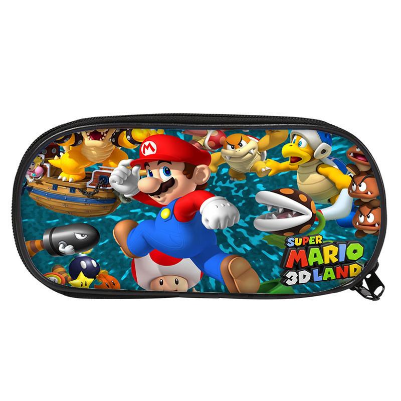 Super Mario Bros Pencil Case For Students Nylon Storage Bag Large Capacity Organizer