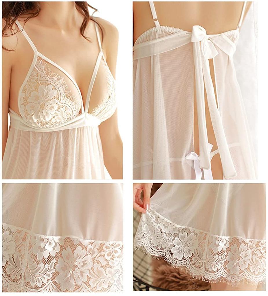Babydoll Sexy Floral Pattern on the Embroidered Lace on the Sexy Shorts S [Loradouphi] Women's Lingerie, Chest, Hem, See-through Ribbon, Underwear,