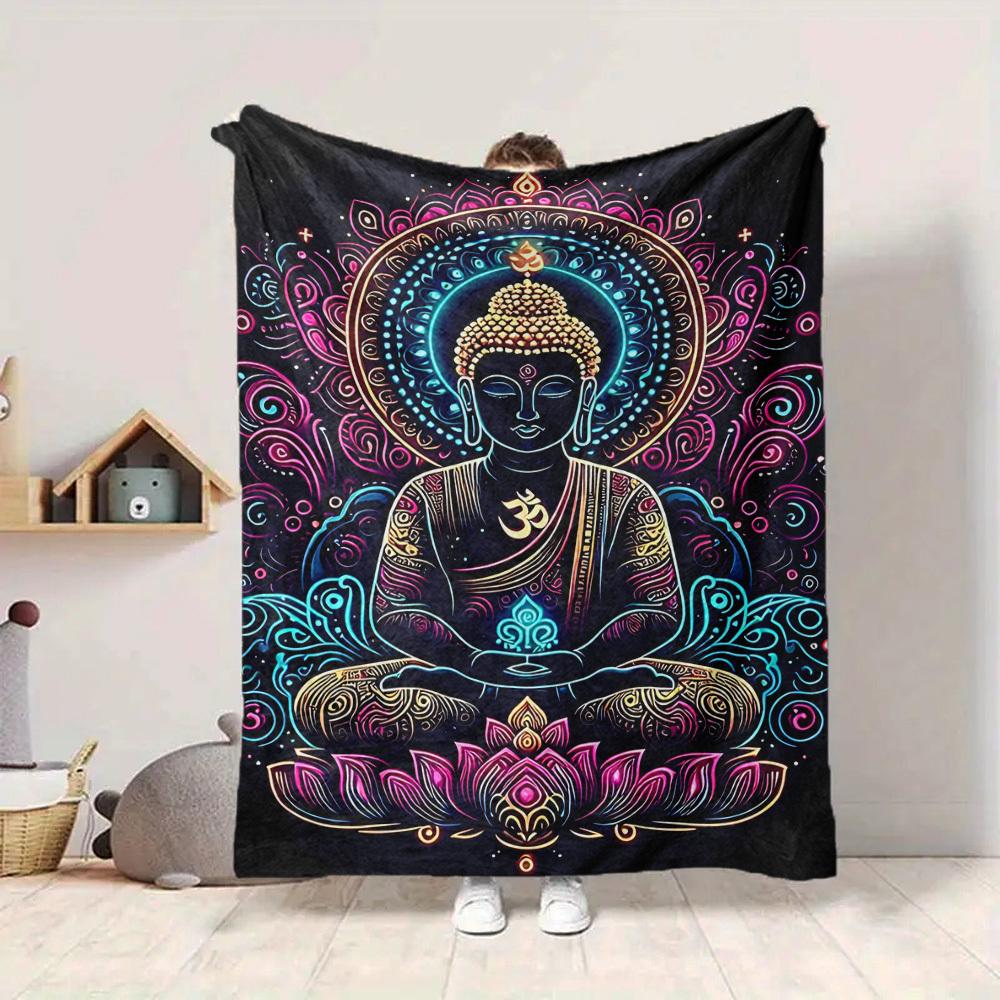 1PC Buddha Statue Print Blanket, Soft Throw Blanket - Warm & Cozy for Couch, Bed, Office, and Travel Yy250912212