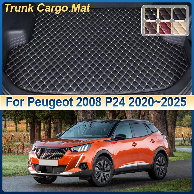 Car Trunk Mat For Peugeot 2008 2024 P24 2020~2025 Anti-dirty Leather Cargo Storage Cushion Boot Carpet Pad Interior Accessories
