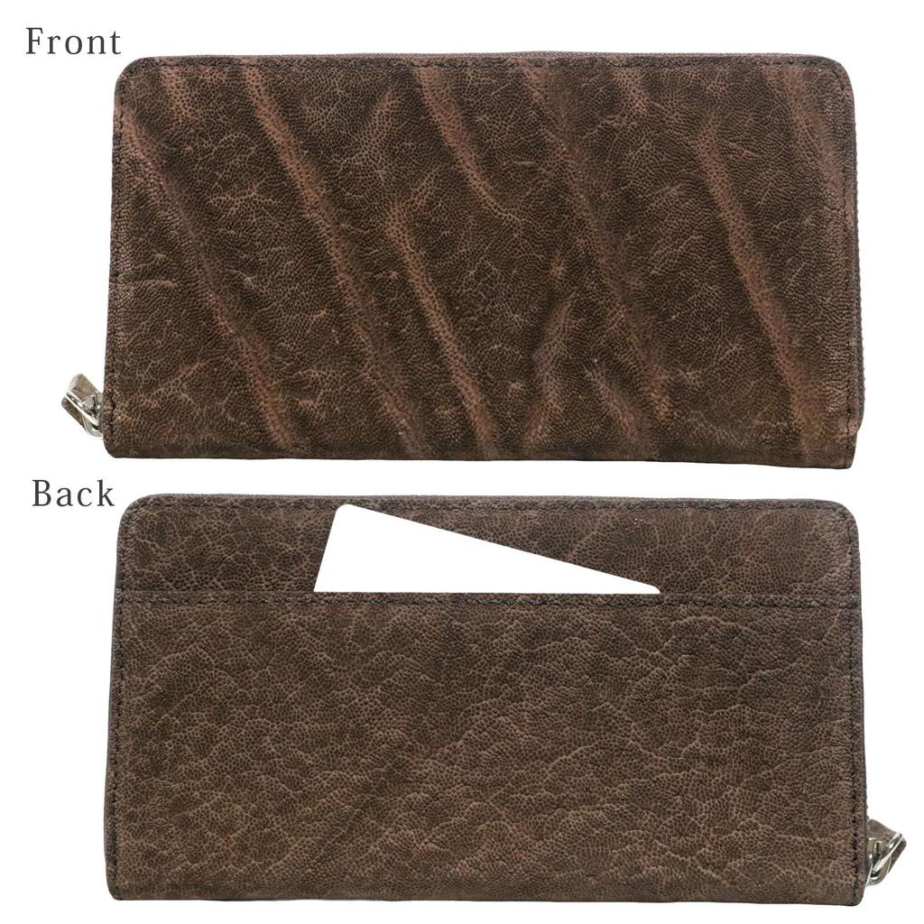 Bercute Brown Elephant Leather Long Wallet for Genuine Elephant Hide Round Large Popular Wallet for Financial and Feng Elephant Slim Men, Leather,