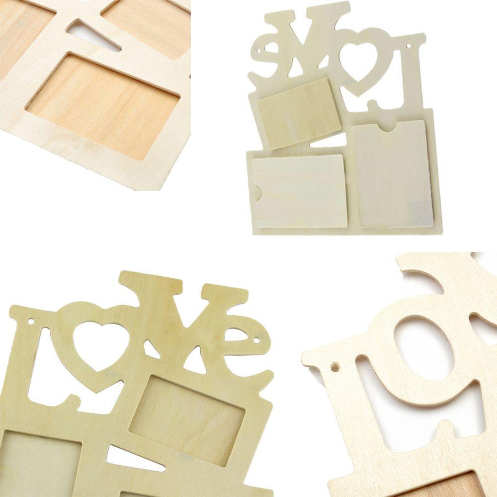 Family Art 3 In 1 Love  Rahmen Heart Shape Picture Holder Wooden Photo Frame