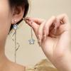 Super Fairy Blue Star Stud Earrings, Long Fringed Diamond Earrings, High-End Temperament, Simple And Exquisite Earrings.