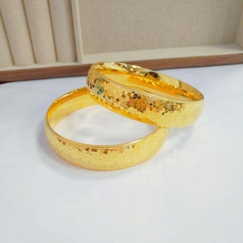 Gold 14mm Princess Bangle: Flashing Crushed Ice Light Luxury Versatile Bracelet Jewelry