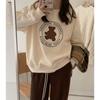 Fleece and Thickened Bear Crew Neck Sweater Women's 2025 New American Retro Loose Pullover Casual Tide