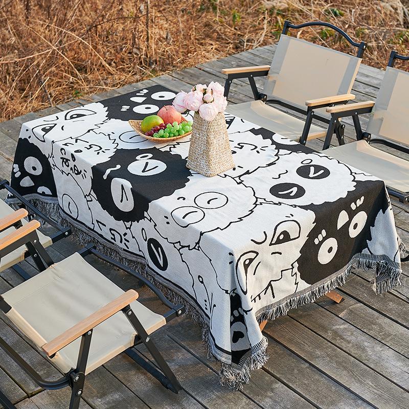 Runde Tischdecke im ethnischen Stil, böhmische Couchtischdecke, hochwertige rechteckige Tischdecke für den Außenbereich, Camping-Abdecktuch
