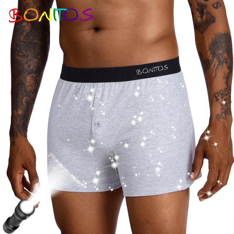 1Pcs Reflective Men's Panties Cotton Boxer Shorts Fashion Men Underpants Sleeping Pants Suitable For Sports Beach Sleeping Pants