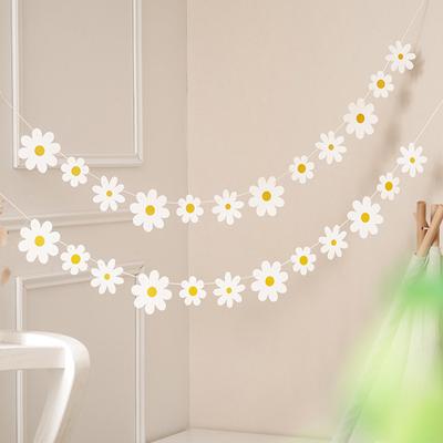 1 sada Daisy Bannery Narozeninová párty Pytlovina Bílá květinová girlanda Daisy Flag Miminka Svatební Party Bunda Dekorace