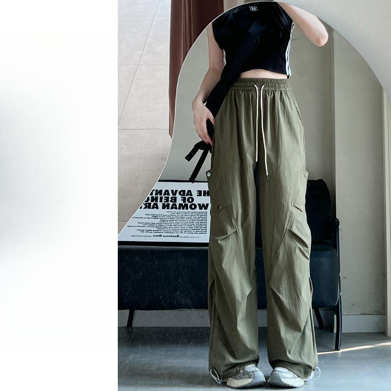 

Американский белый комбинезон женский новый с высокой талией свободный и тонкий брюки прямого кроя для улицы быстросохнущие спортивные штаны лето XL