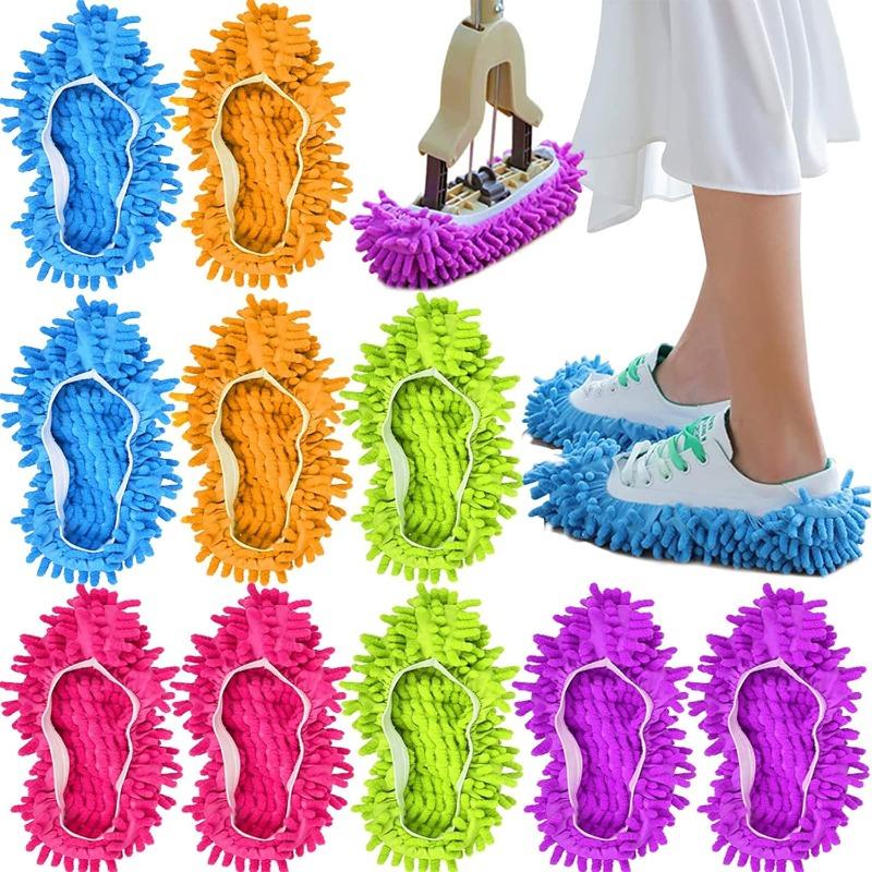 Children Clothing Yulin-001 Chenille Dust Mop Slippers Home Floor Cleaning Mopping Shoes Water Uptake Foot Socks Mop Caps Multifunction Cleaning Shoes