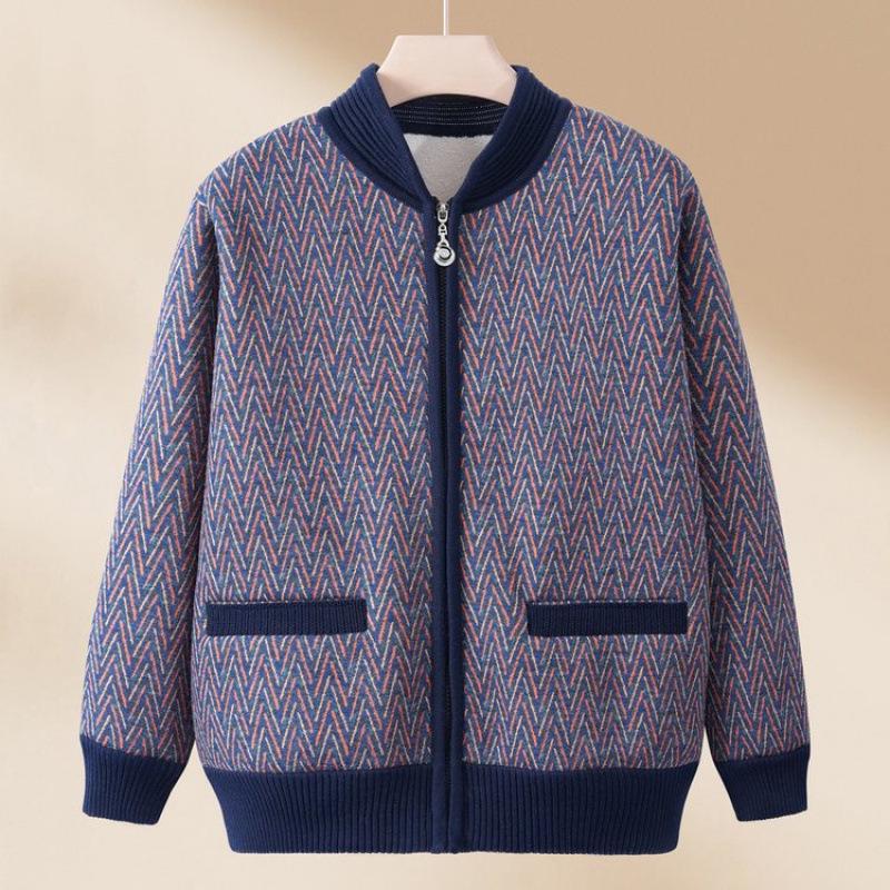 Autumn Knit Cardigan for Elders: Cozy, Fleece-Lined, and Warm - Perfect for Mom or Grandma